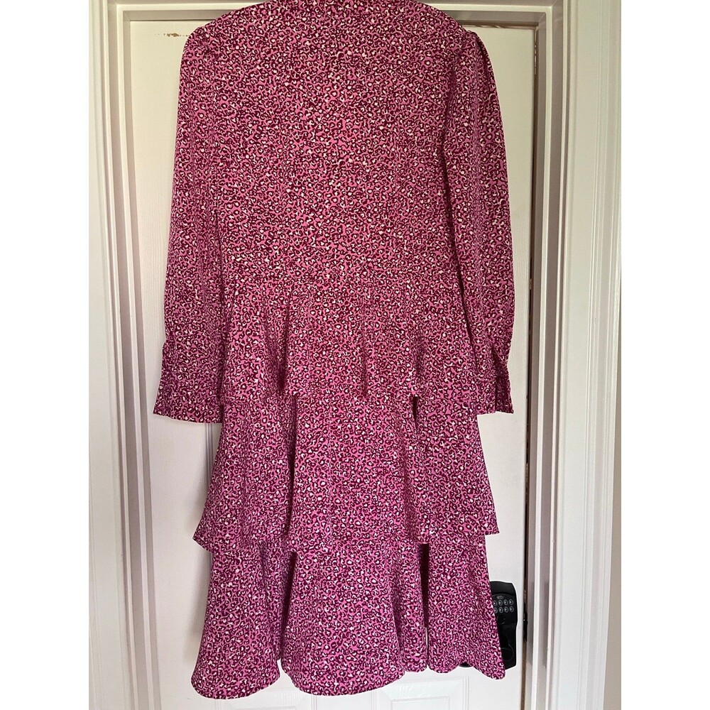 Pink Leopard Print Tiered Dress- Size- Medium